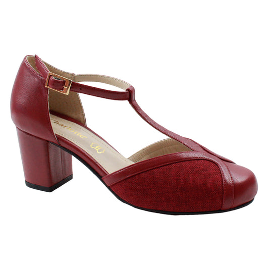 Zapatilla de salon, tacon medio vino
