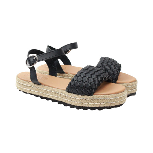 Sandalia con plataforma de yute color negro