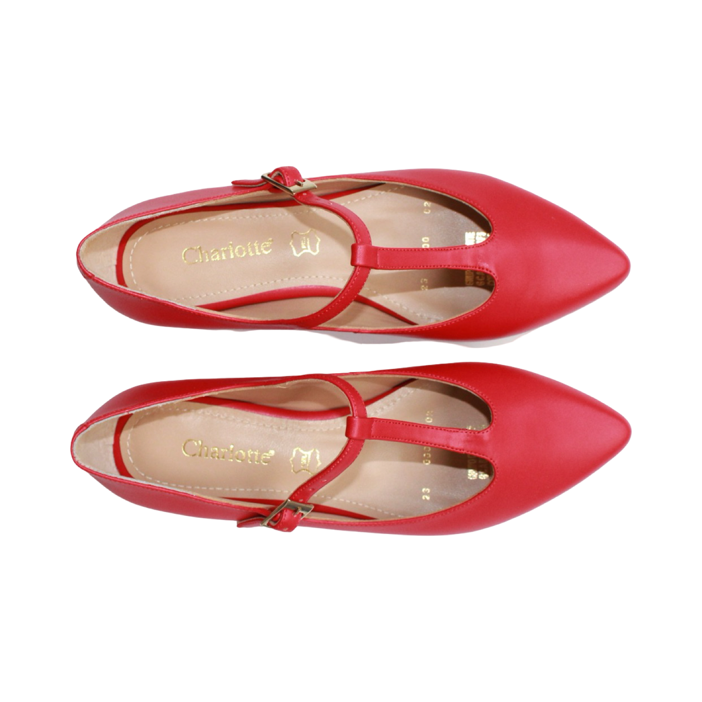 Ballerina puntal color rojo t-strap