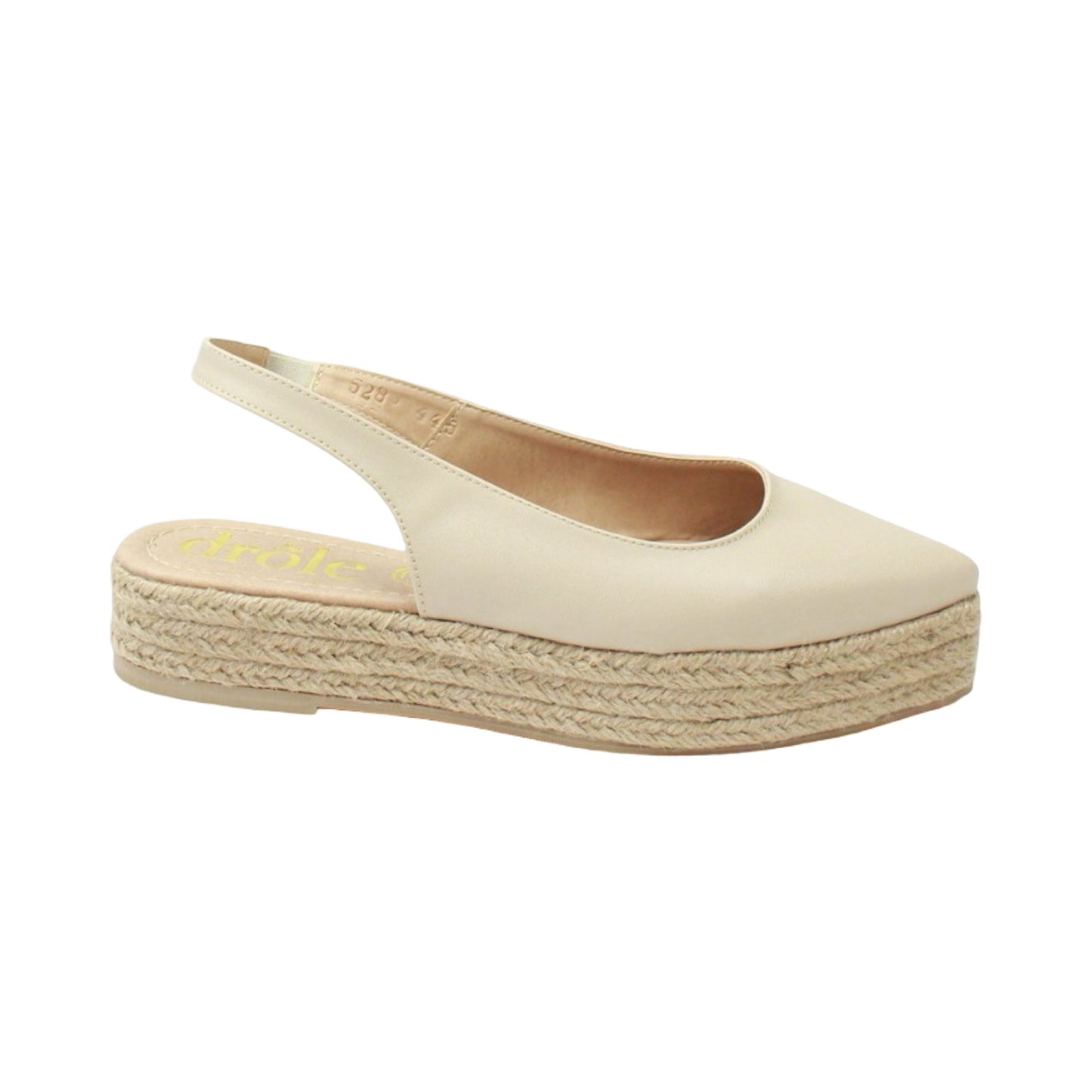 Flats puntales nude con plataforma de yute
