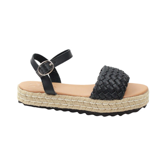 Sandalia con plataforma de yute color negro