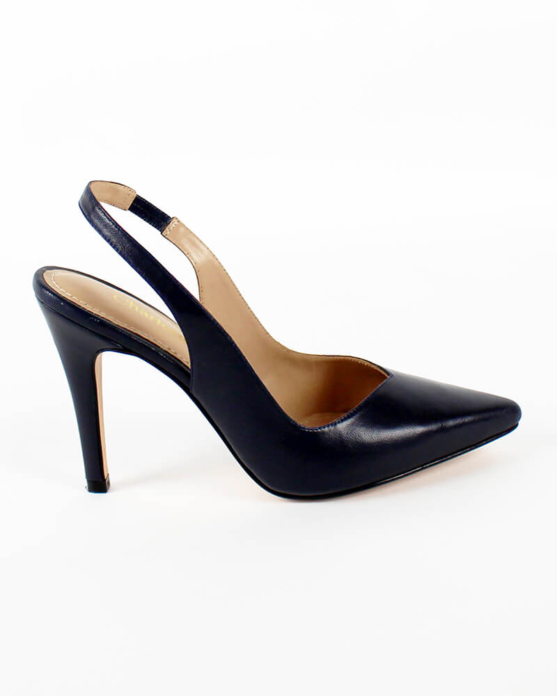 Zapatilla puntal slingback en piel color negro