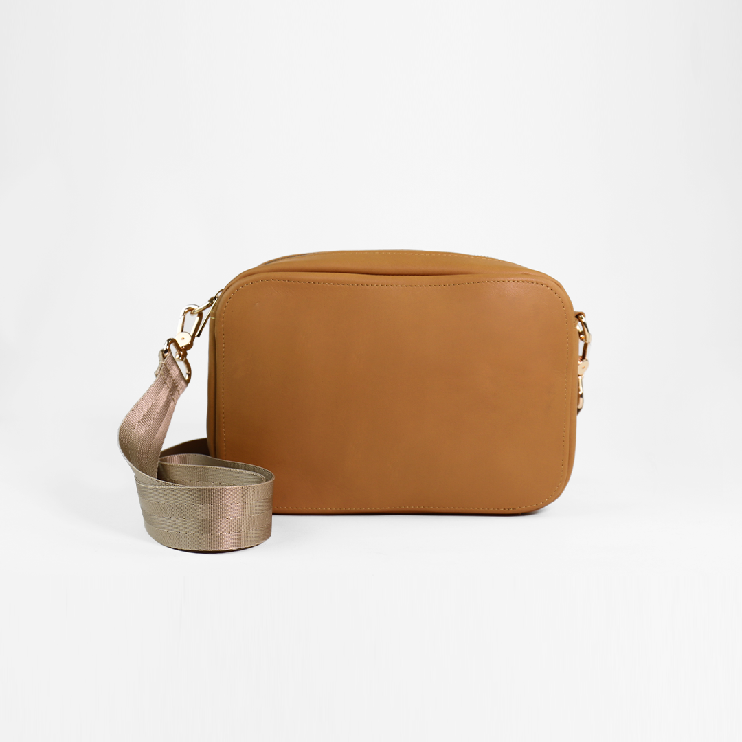 Bolsa crossbody de piel color miel