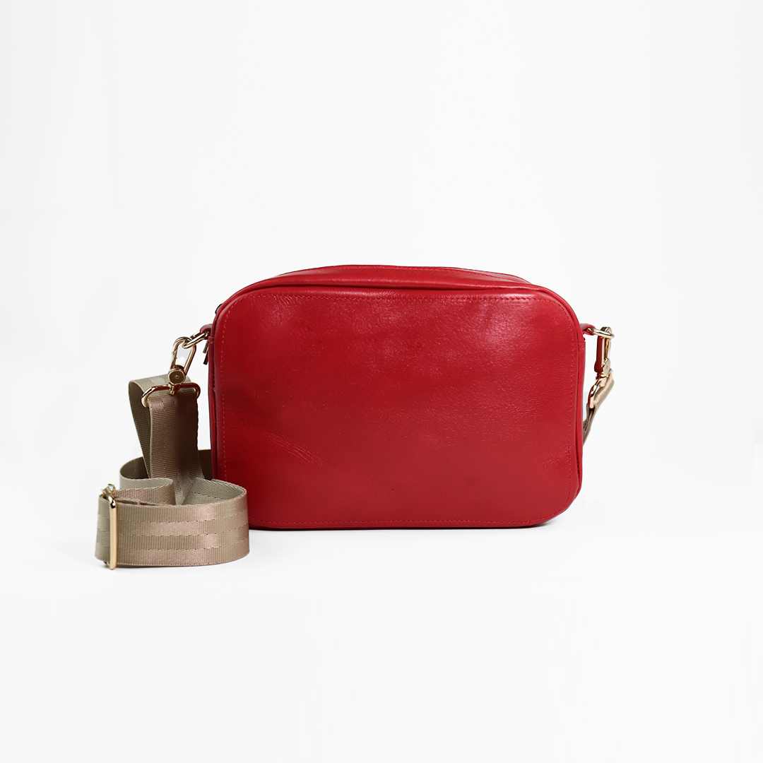 Bolsa crossbody de piel color rojo