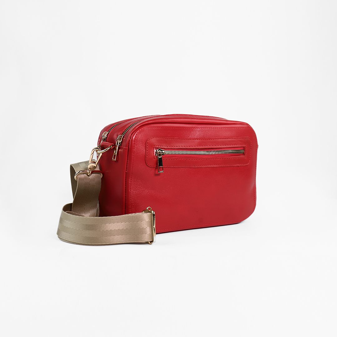 Bolsa crossbody de piel color rojo