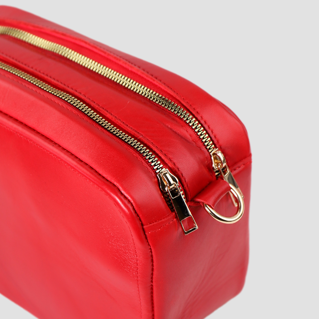 Bolsa crossbody de piel color rojo
