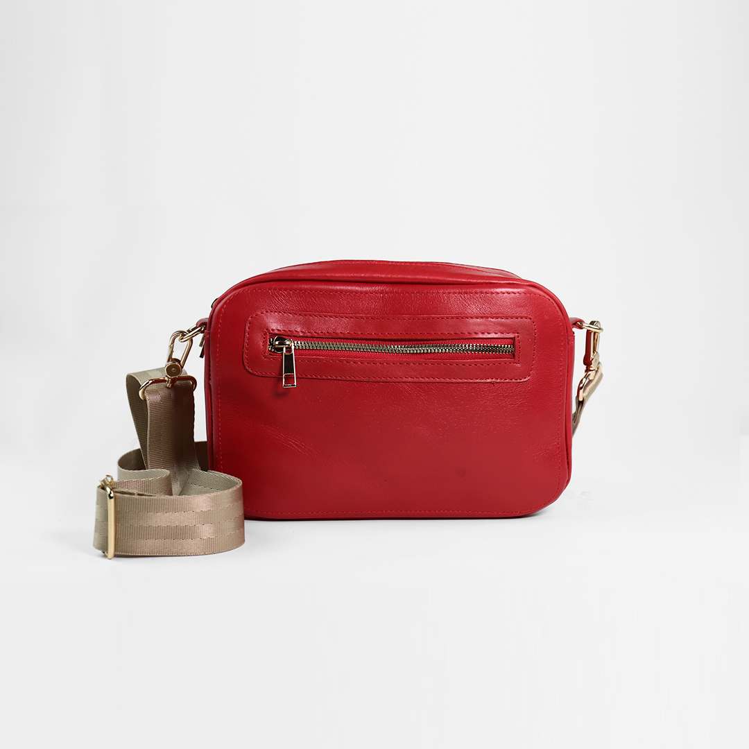 Bolsa crossbody de piel color rojo