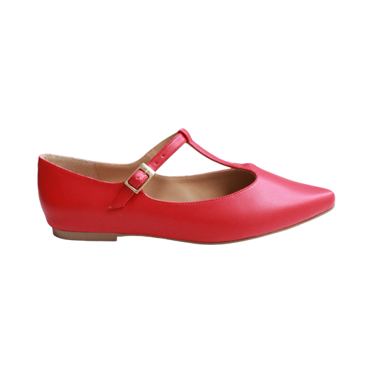 Ballerina puntal color rojo t-strap