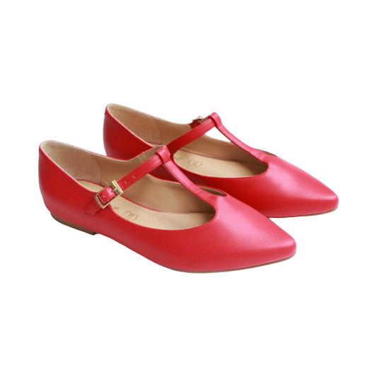 Ballerina puntal color rojo t-strap