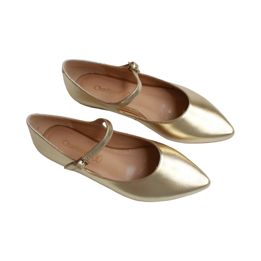 Ballerina puntal dorada estilo Mary Jane