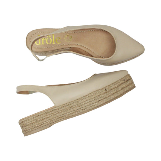 Flats puntales nude con plataforma de yute