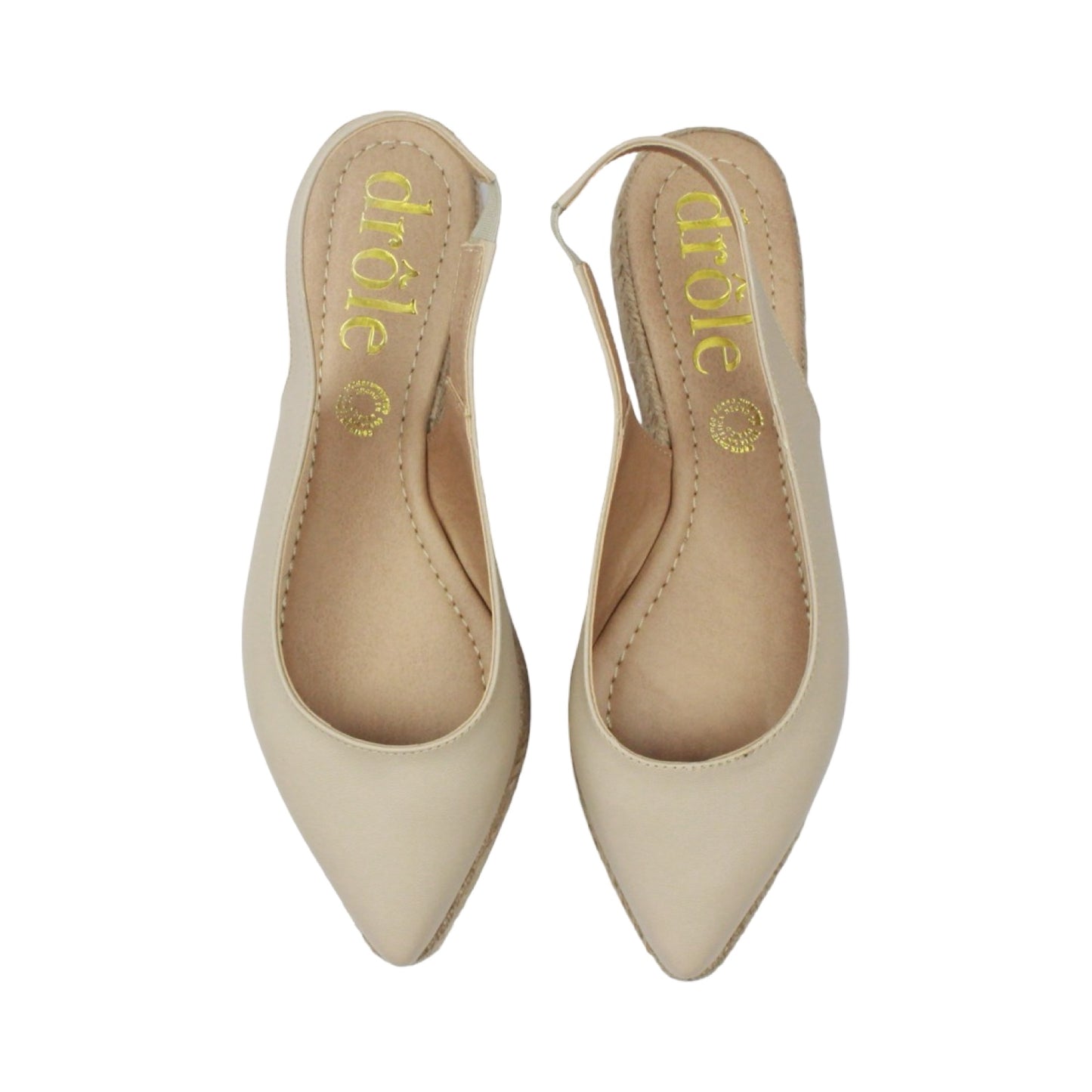 Flats puntales nude con plataforma de yute