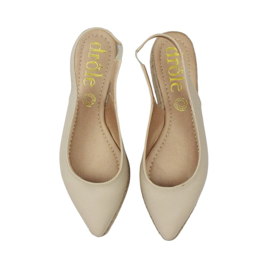 Flats puntales nude con plataforma de yute