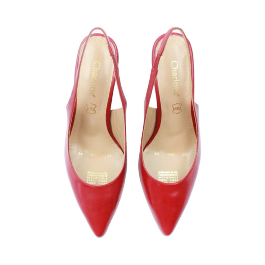 Zapatilla puntal destalonada de tacón medio color rojo