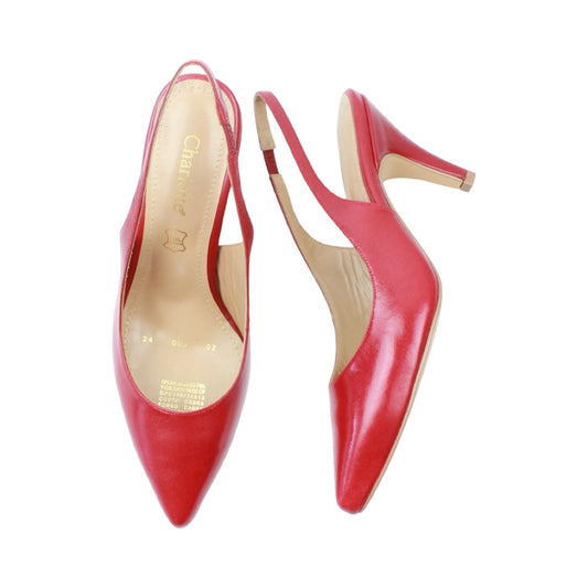 Zapatilla puntal destalonada de tacón medio color rojo