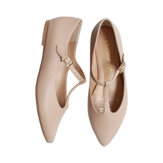 Ballerina puntal color nude con t strap