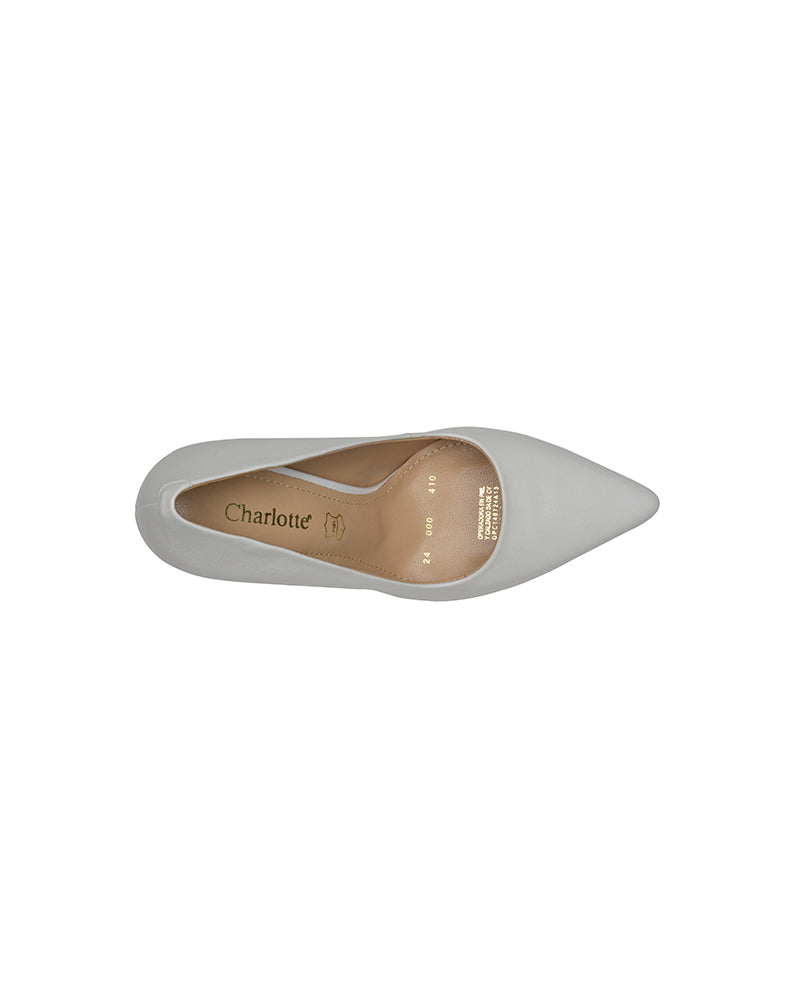 Zapatilla de piel color blanco tacón alto