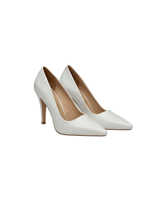 Zapatilla de piel color blanco tacón alto
