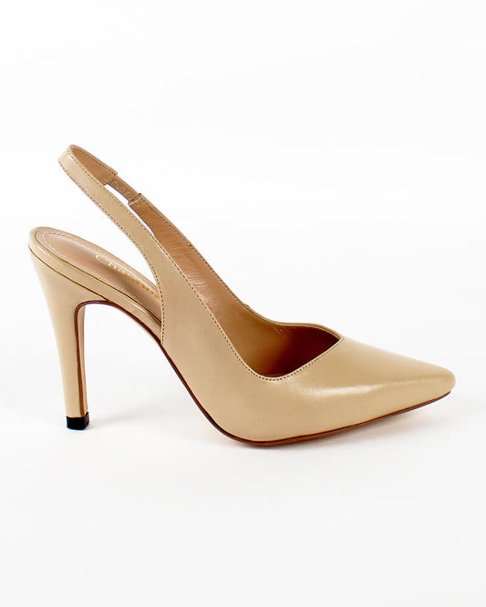 Zapatilla puntal slingback en piel nude