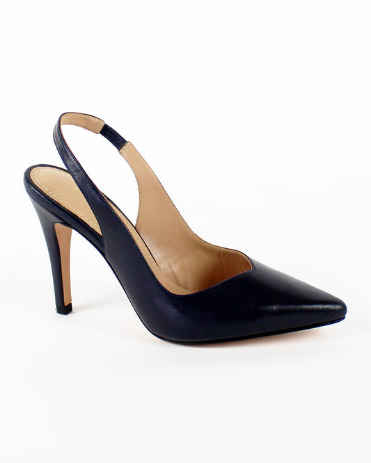 Zapatilla puntal slingback en piel color negro