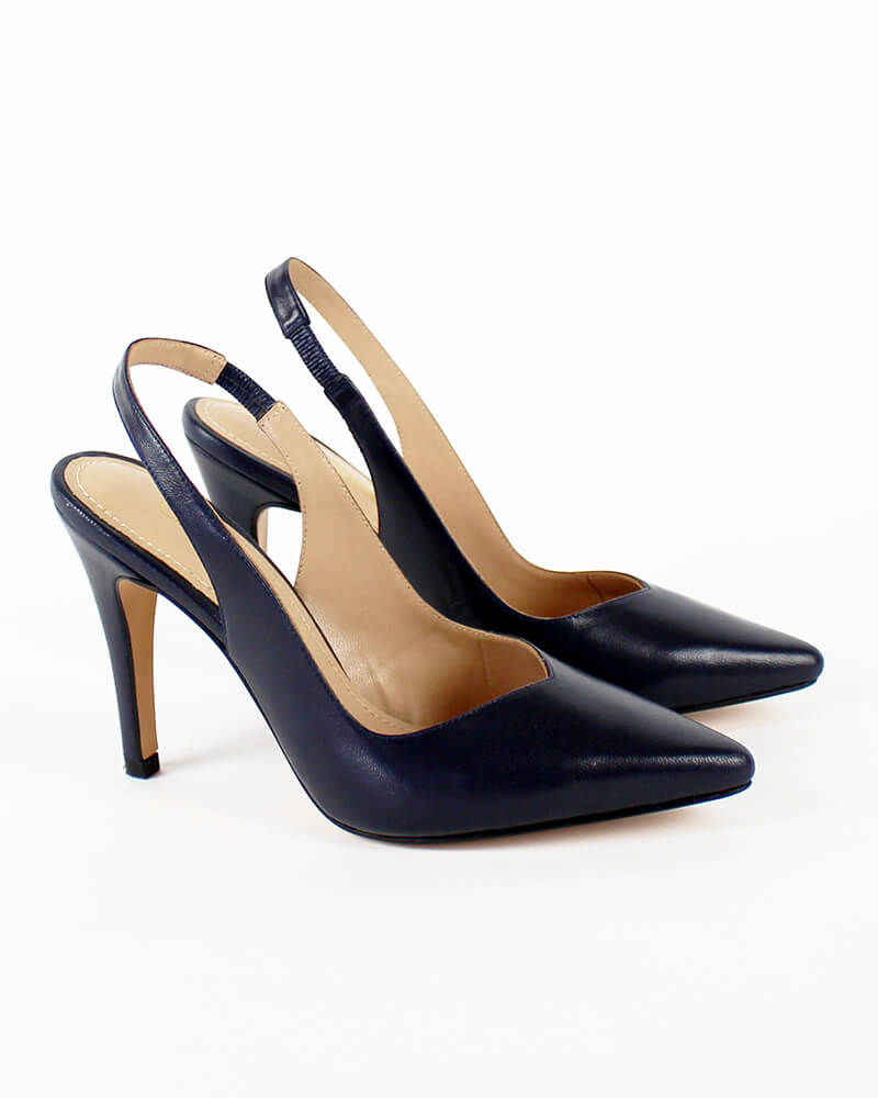 Zapatilla puntal slingback en piel color negro